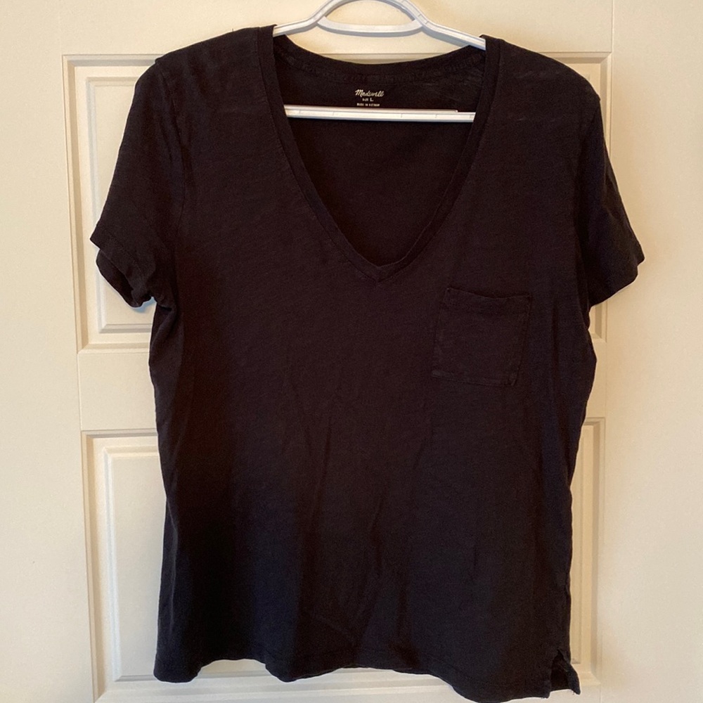Madewell Black Whisper Cotton V Neck Tee Large